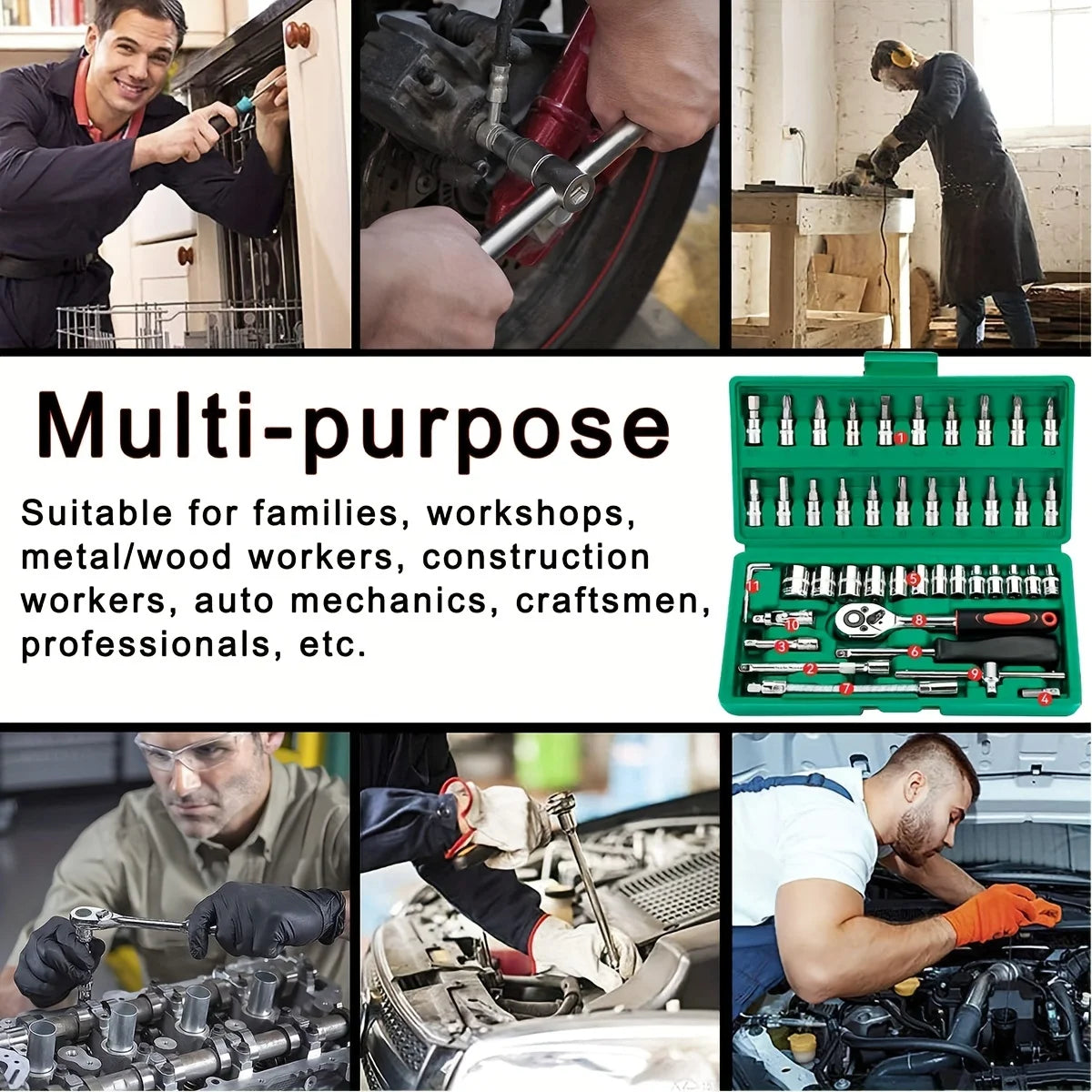 Umfassendes 46-teiliges Autoreparaturset für professionelle Wartung