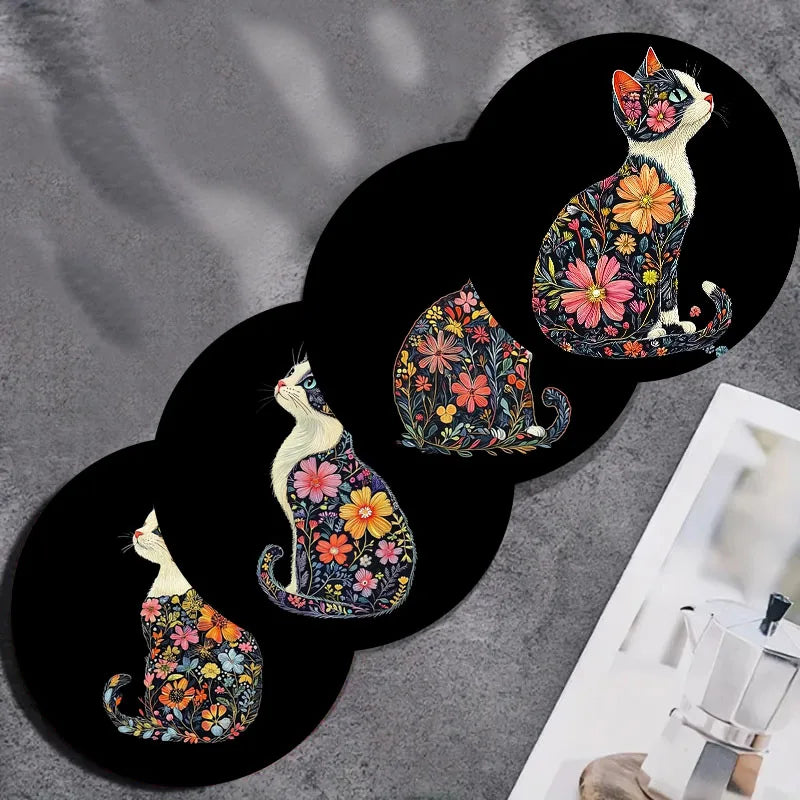 Set 4 bunte rutschfeste Holzuntersetzer für Küche Büro und Party