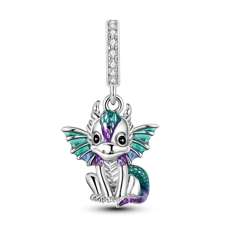 925 Sterling Silber Charm mit rosa Schmetterling - leuchtenden Glühwürmchen
