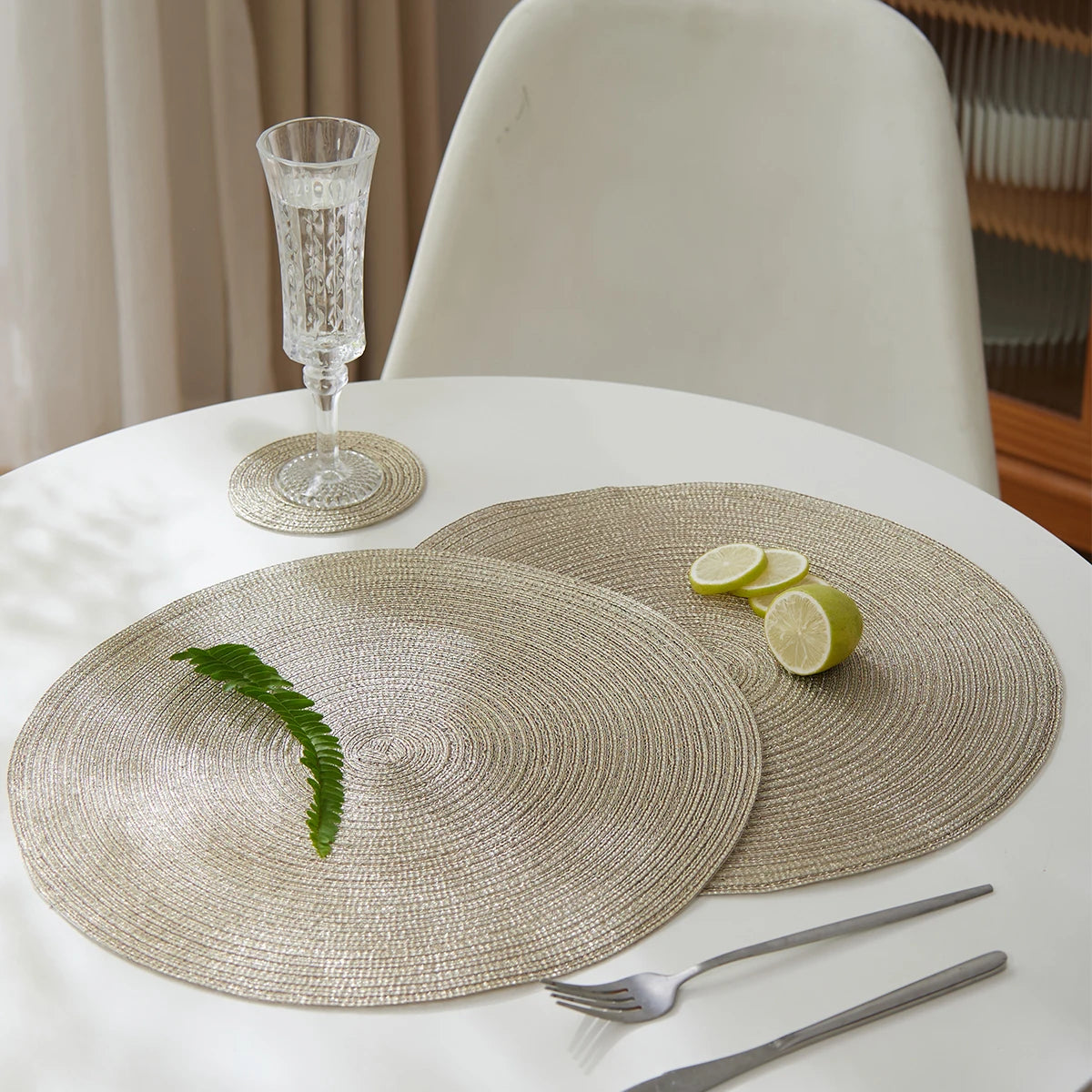 12er Set Runde Geflochtene Tischsets Hitzebeständig für Weihnachten