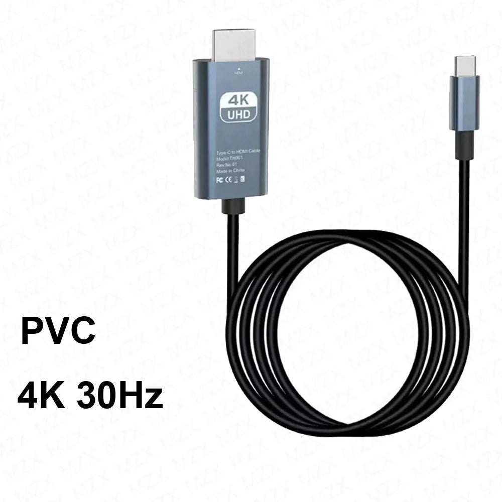 4K USB C zu HDMI kompatibles 2m Kabel 30Hz 60Hz Video Adapter HDTV