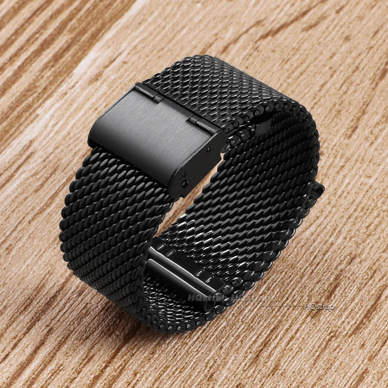 Universelles Milanaise Edelstahlarmband in 18 bis 24mm mit Metallverschluss