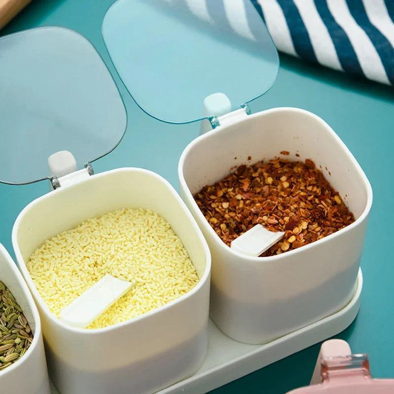 Gewürzboxen Set mit Shaker Pfeffer Zucker Salz Vorratsbehälter Kunststoff