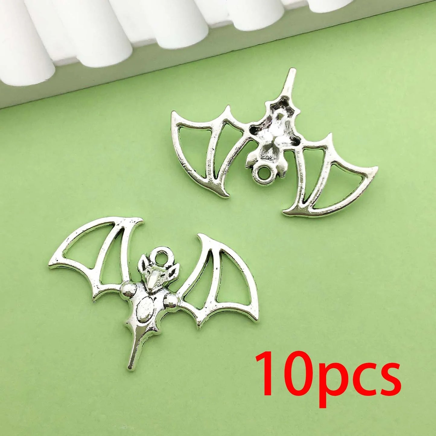 10 12er Set Gothic Fledermaus Charms aus Metall für DIY Schmuck