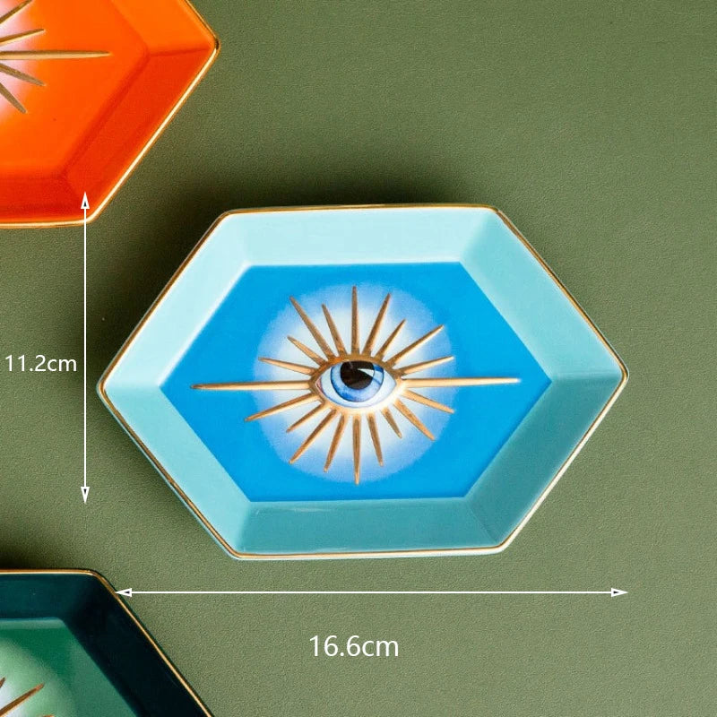 Buntes Sechseckiges Keramik Ablagetablett Dekorativ