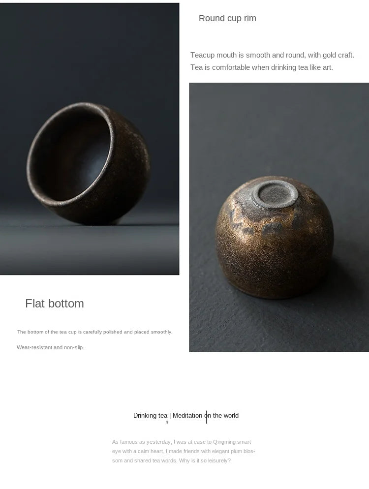 Handgemachte Keramik Teetasse mit Retro Vergoldung