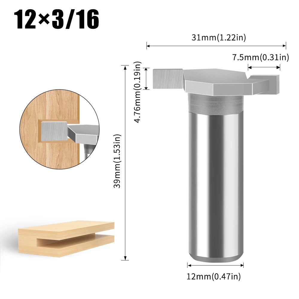Wolframlegierung T-Cutter Router Bit 6mm 12mm Schaft Fräskopf für Holz