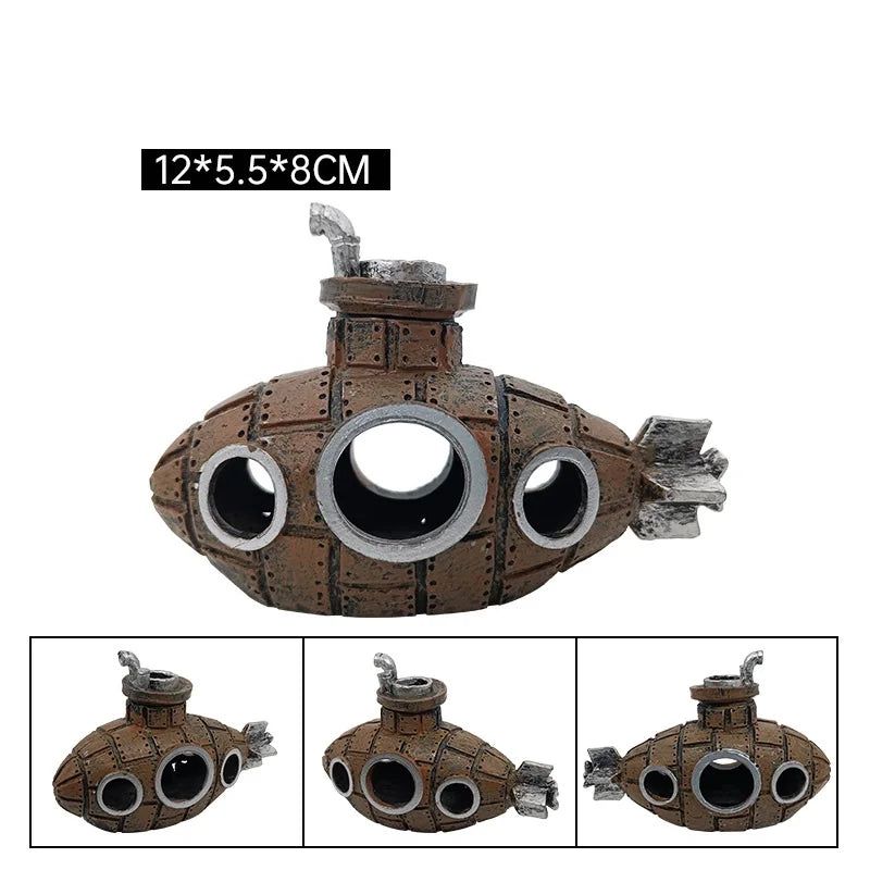 Aquarium Deko U-Boot – Schutz Höhle für Fische Garnelen aus PVC