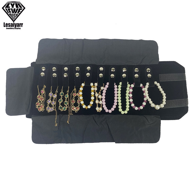 Praktische Samt Schmuckrolle für Ketten & Armbänder Reiseorganizer