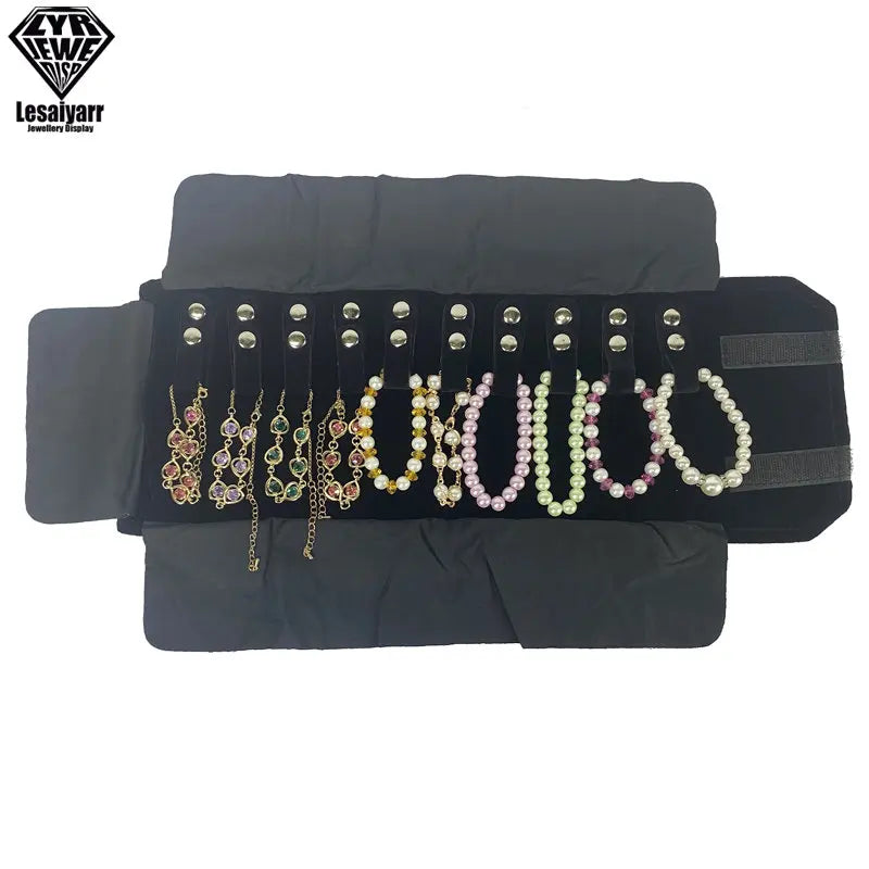 Praktische Samt Schmuckrolle für Ketten & Armbänder Reiseorganizer