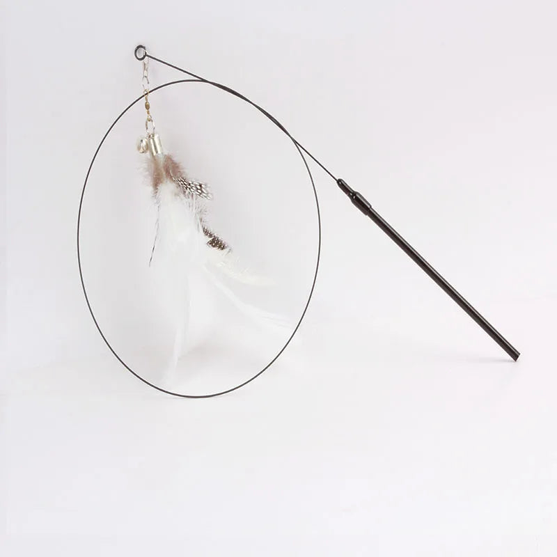 Interaktives Katzenspielzeug mit bunter Feder, Saugnapf und abnehmbarem Stab