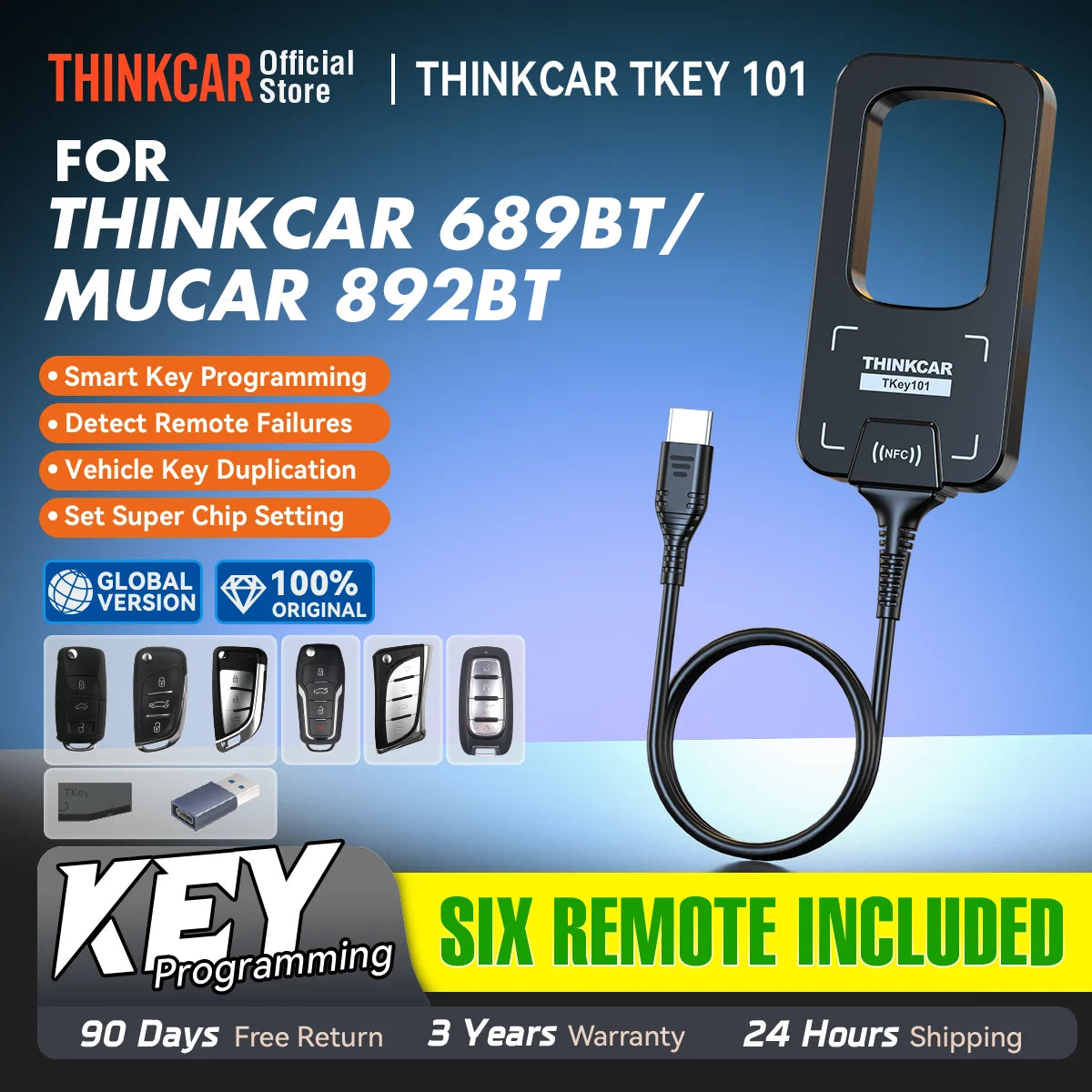THINKCAR TKEY 101 Universelles Autocomputing mit 6 Remote Key Unterstützung