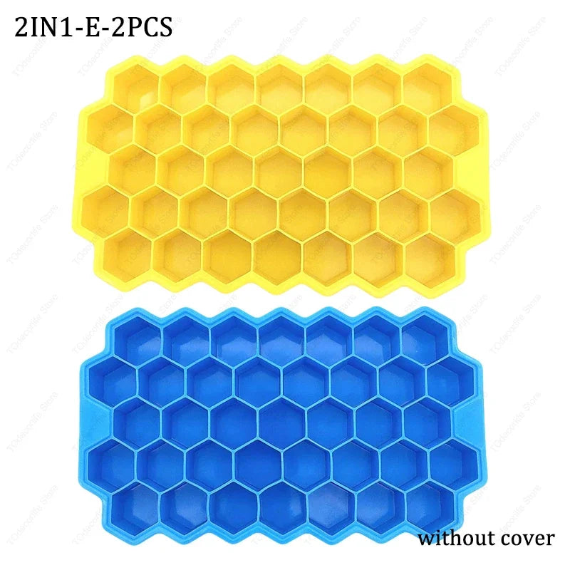 Premium Silikon Eiswürfelformen mit Deckel – Sechseckig, Wiederverwendbar