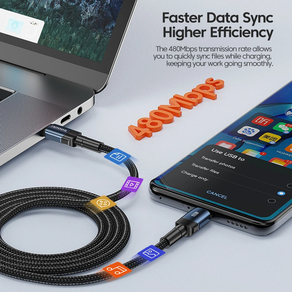 100W USB C Ladekabel 3m, PD 5A – Schnelles Laden für alle kompatiblen Geräte