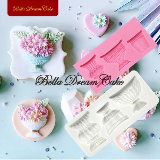 Silikonform Blumentopf und Vase für Fondant und Lebensmittel-Dekoration