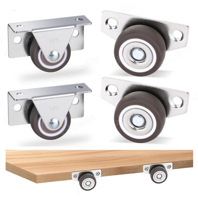 Leise TPR Möbelrollen 1 - 1,25 Zoll | Stabile, seitliche Montage