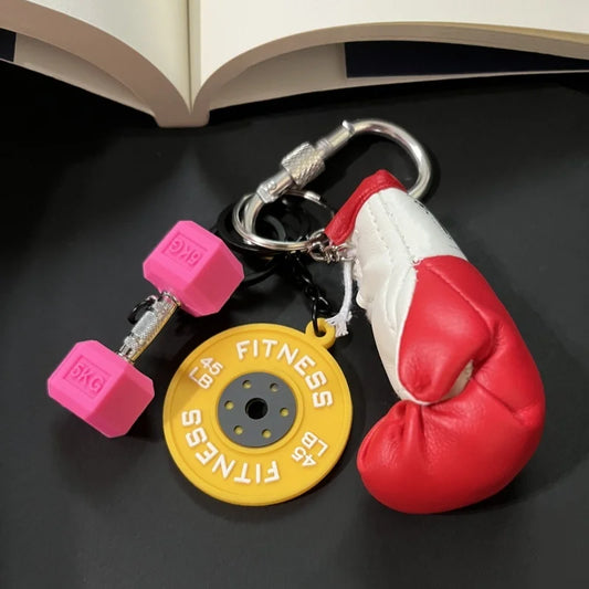 3D Mini Boxhandschuhe Schlüsselanhänger mit Karabiner und Schloss Dekor