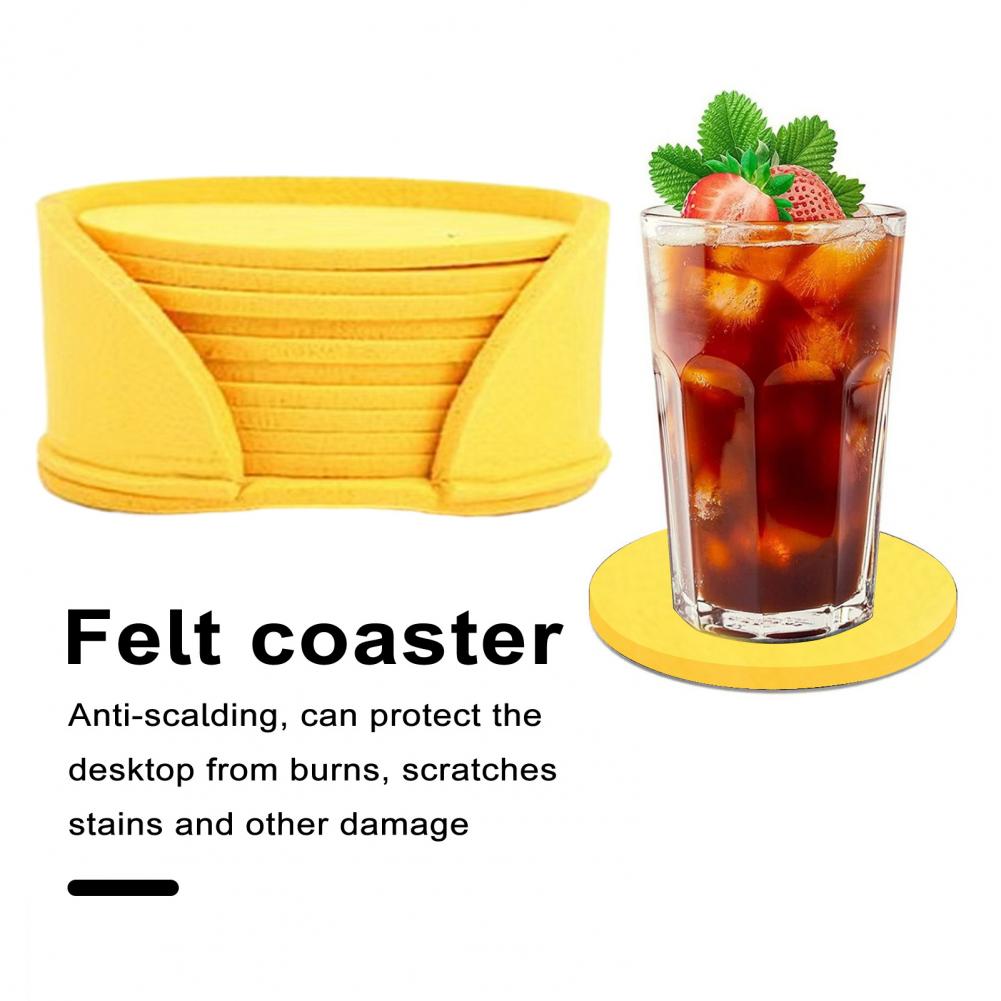 10er Set runde Filz-Untersetzer mit Wärmeisolierung und Antirutschfunktion