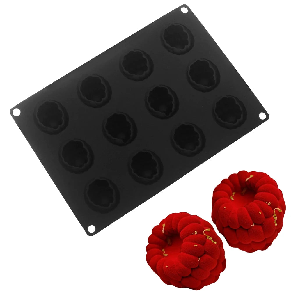 Silikon Kuchenform mit 6 12 oder 24 Himbeerzellen für Desserts