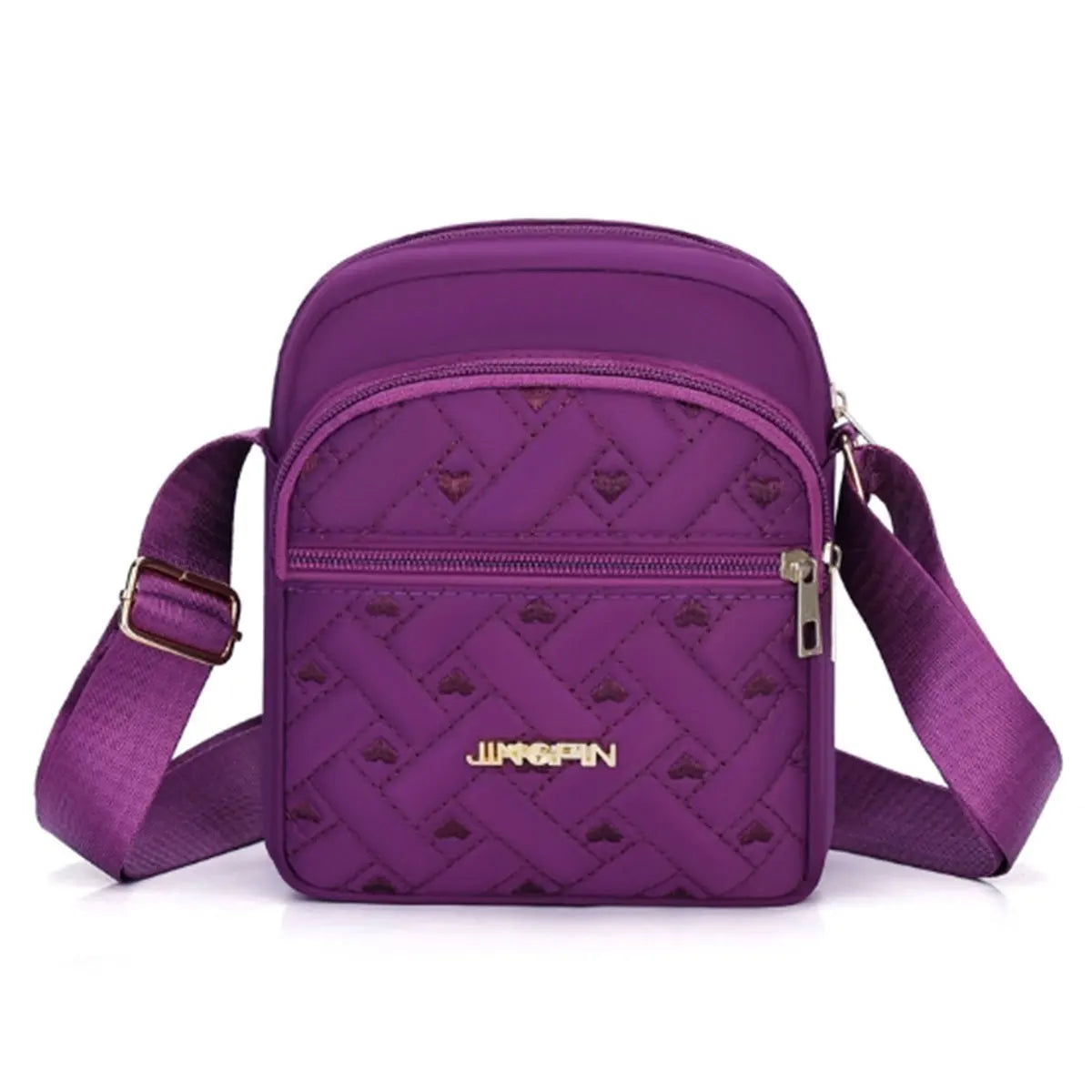 Leichte Nylon Umhängetasche mit Blumenstickerei für Damen und Alltag