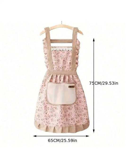 Blumenmuster Küchenschürze – Wasserdicht Ölfest mit Handwischfunktion