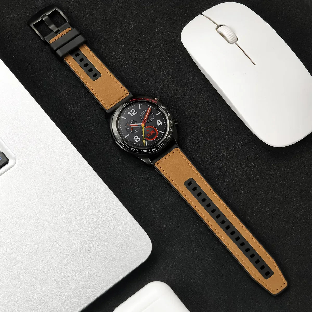 22 mm Leder-Silikonarmband kompatibel für Huawei und Samsung Galaxy Watch-Yabubest - Home & More