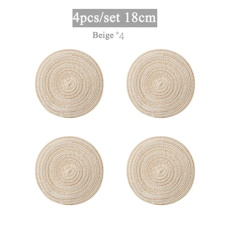 4 oder 6 Runde Tischmatten Gewebt Ramie Anti Rutsch Untersetzer Set