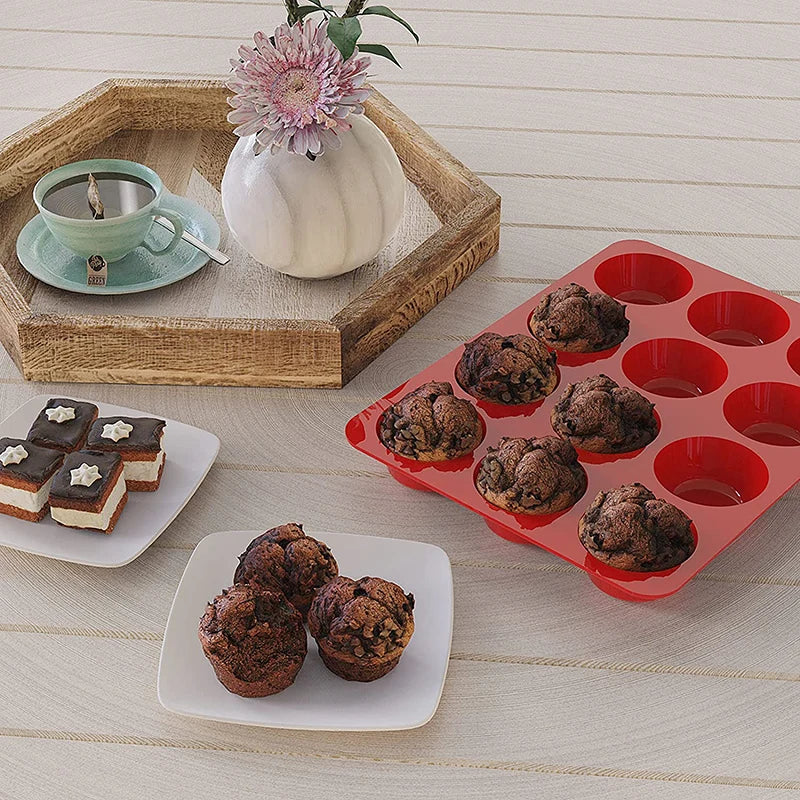 Silikon Muffinbackform für 6 und 12 Tassen – Antihaft - BPA-frei