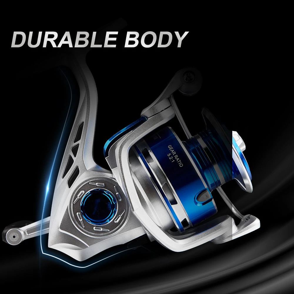 Spinnrolle Salzwasser Süßwasser Angelrolle 22 Pfund Zugkraft 5,2:1 Übersetzung