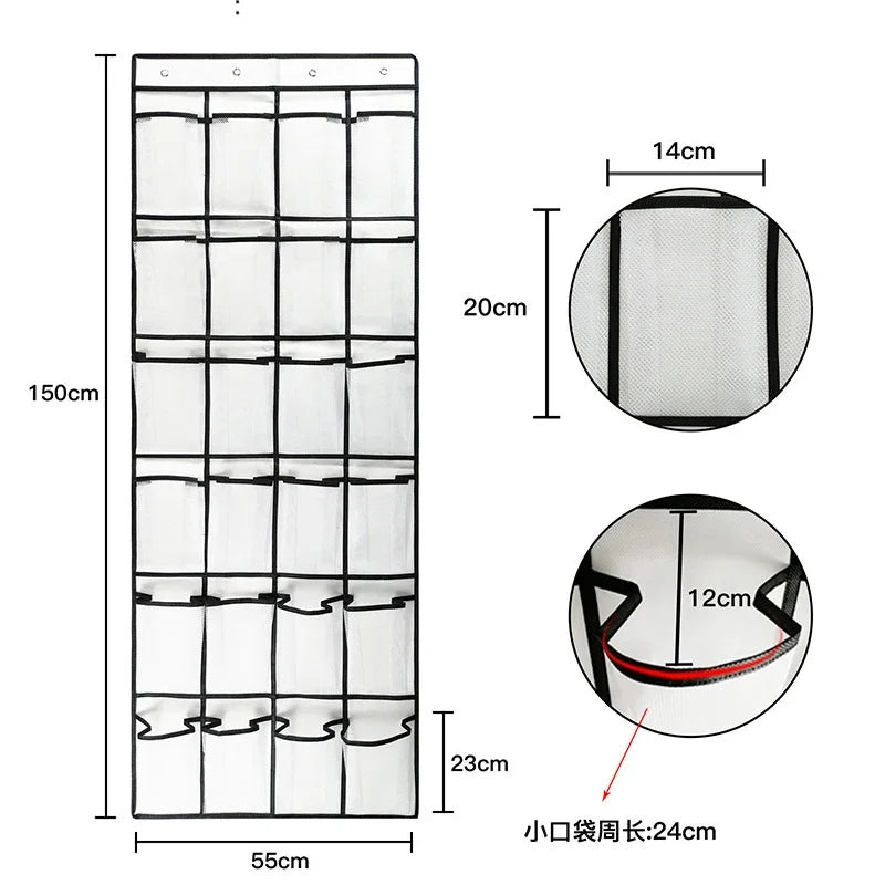 Wandmontierter Schuh Organizer mit 24 Fächern aus Stoff