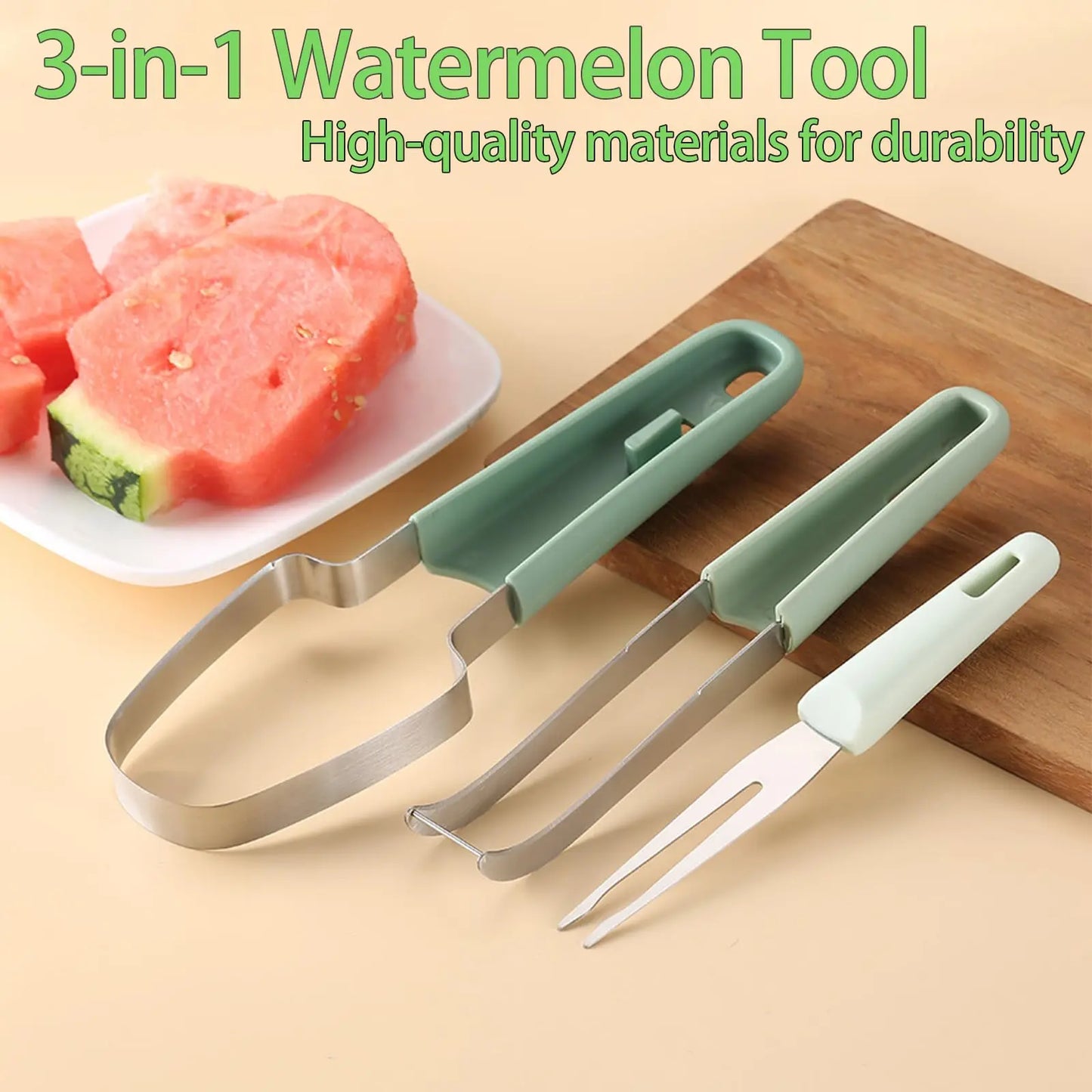 3-in-1 Wassermelonen-Gabelschneider aus langlebigem Edelstahl 2024
