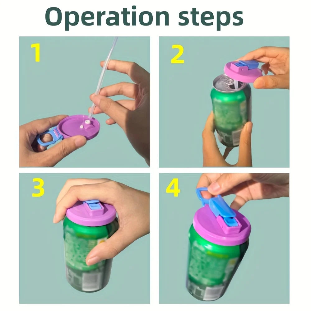 Wiederverwendbare Getränke Deckel mit 2 Strohhalmen für Erfrischungsgetränke