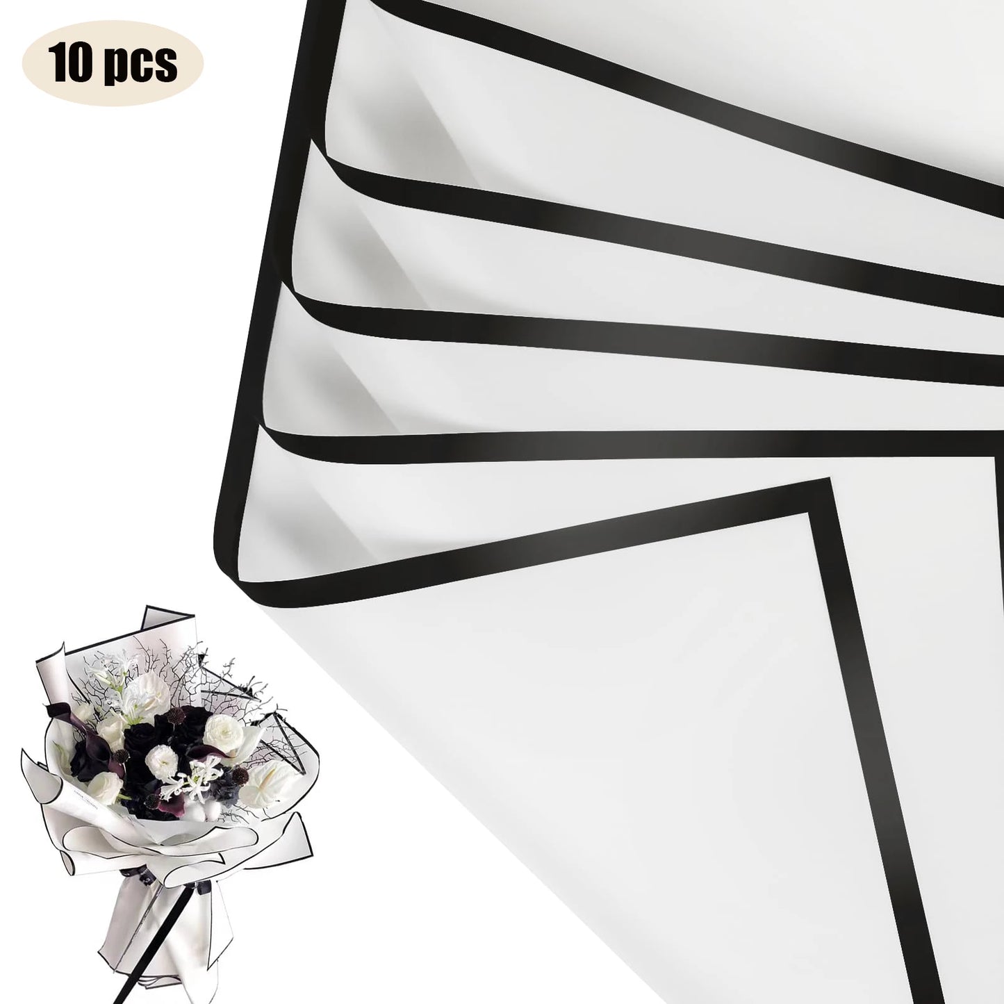 10 Blatt wasserfestes Blumen-Geschenkpapier mit goldenen Kanten für DIY-Feiern