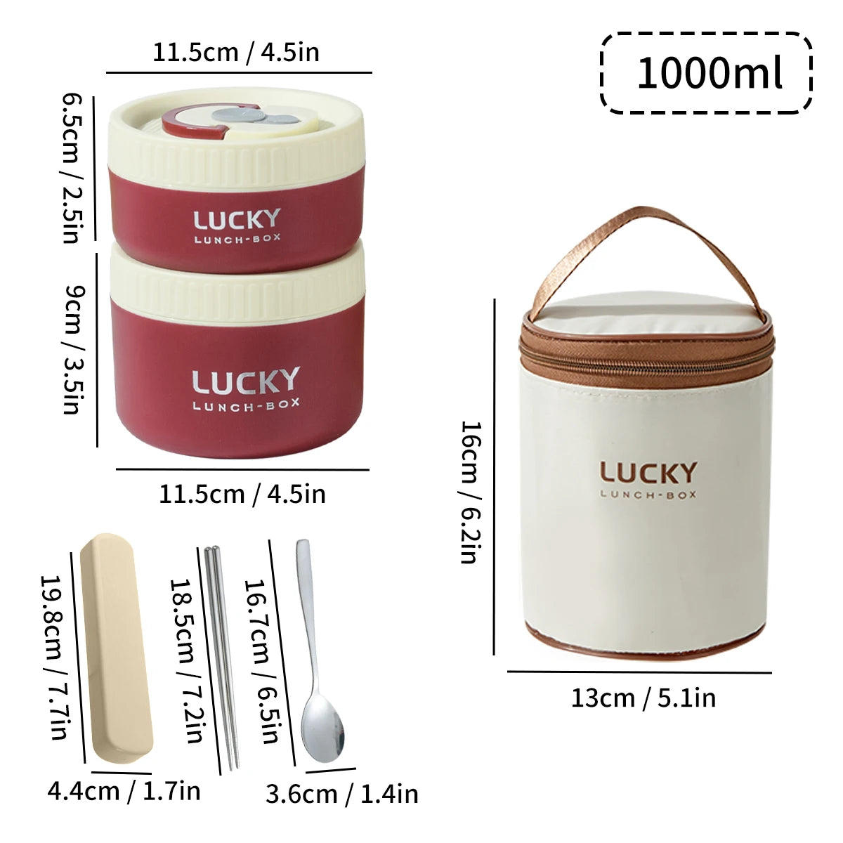 Bento Lunchbox Set isoliert Edelstahl - Thermobehälter mit Tasche