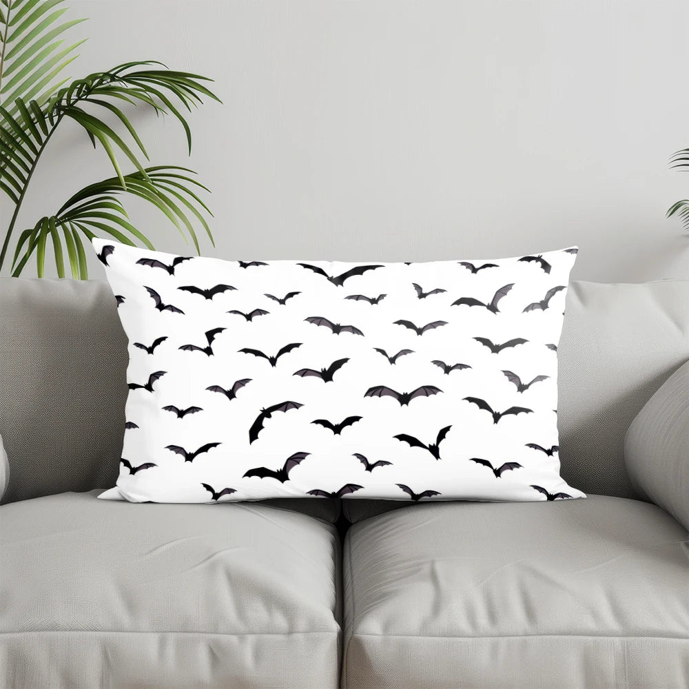 Halloween Kissenbezug mit Skelett Kürbis Hexen Motiv für Deko