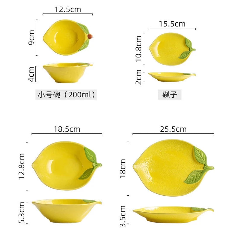 Handbemalte Keramikplatte mit kreativem Zitronendesign für die Küche