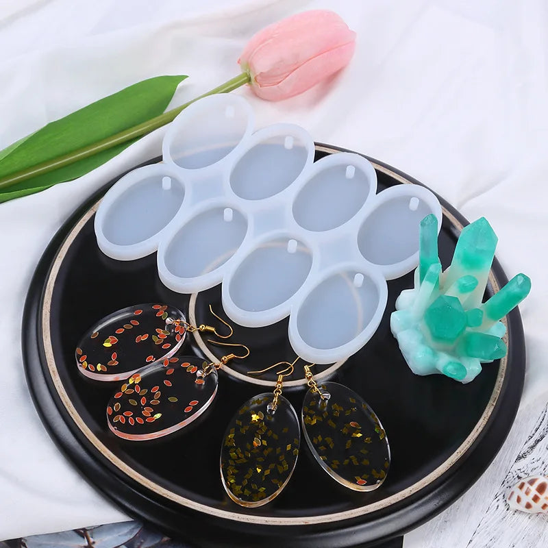 8 bis 12 DIY Silikonformen runde ovale Harz Anhänger für Schmuckherstellung