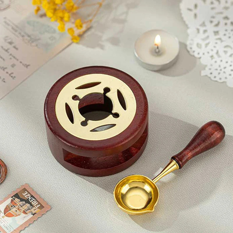 Siegellack Set mit Holzlöffel und Siegelstempel für Dekoration