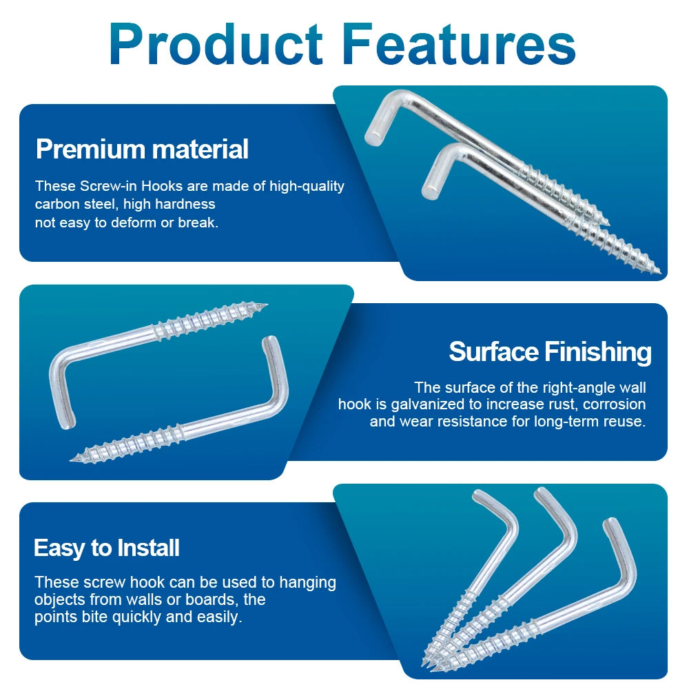 L-förmige Schraubhaken Stahl verzinkt verschiedene Größen 20 Stück