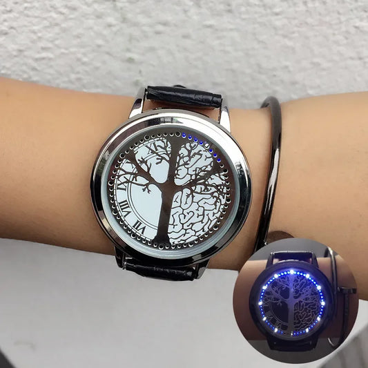 Digitales LED Touchscreen Herren Sportuhr mit Lederarmband, stoßfest