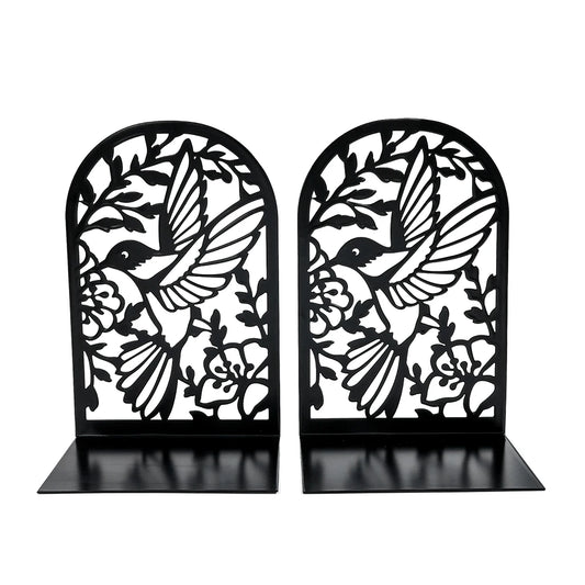 Buchstützen aus Eisen mit Schwalben- und Blumenmotiv für Büro & Zuhause