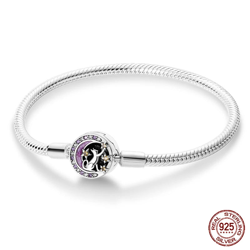 Armband Silber 925 mit Stern Mond Sonne und Grünem Zirkon Charm