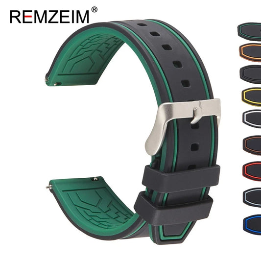 Silikon Uhrenarmband mit Schnellverschluss in 20/22/24mm Breite