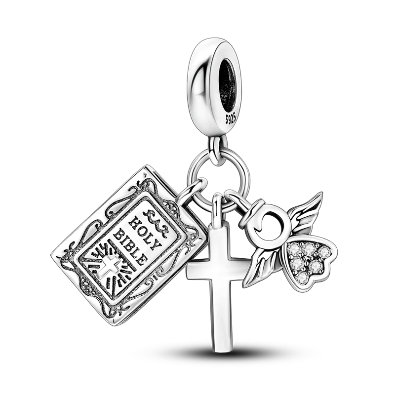 925 Sterling Silber Charm mit rosa Schmetterling - leuchtenden Glühwürmchen