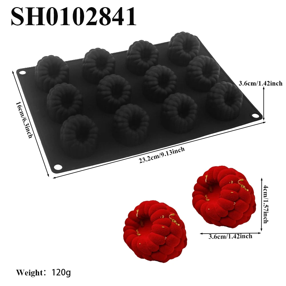 Silikon Kuchenform mit 6 12 oder 24 Himbeerzellen für Desserts