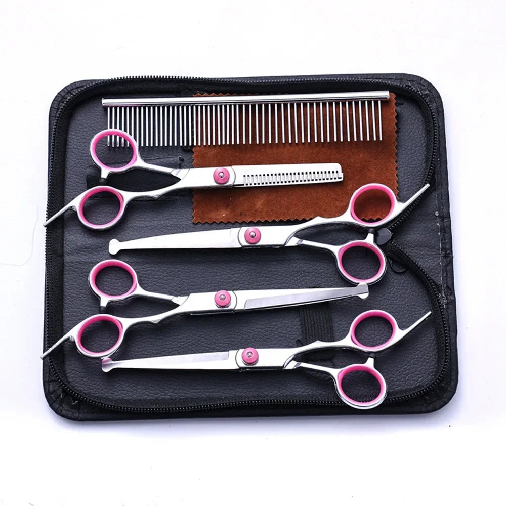 5-in-1 Fellscheren Set mit Sicherer Spitze für Hunde und Katzen Pflege
