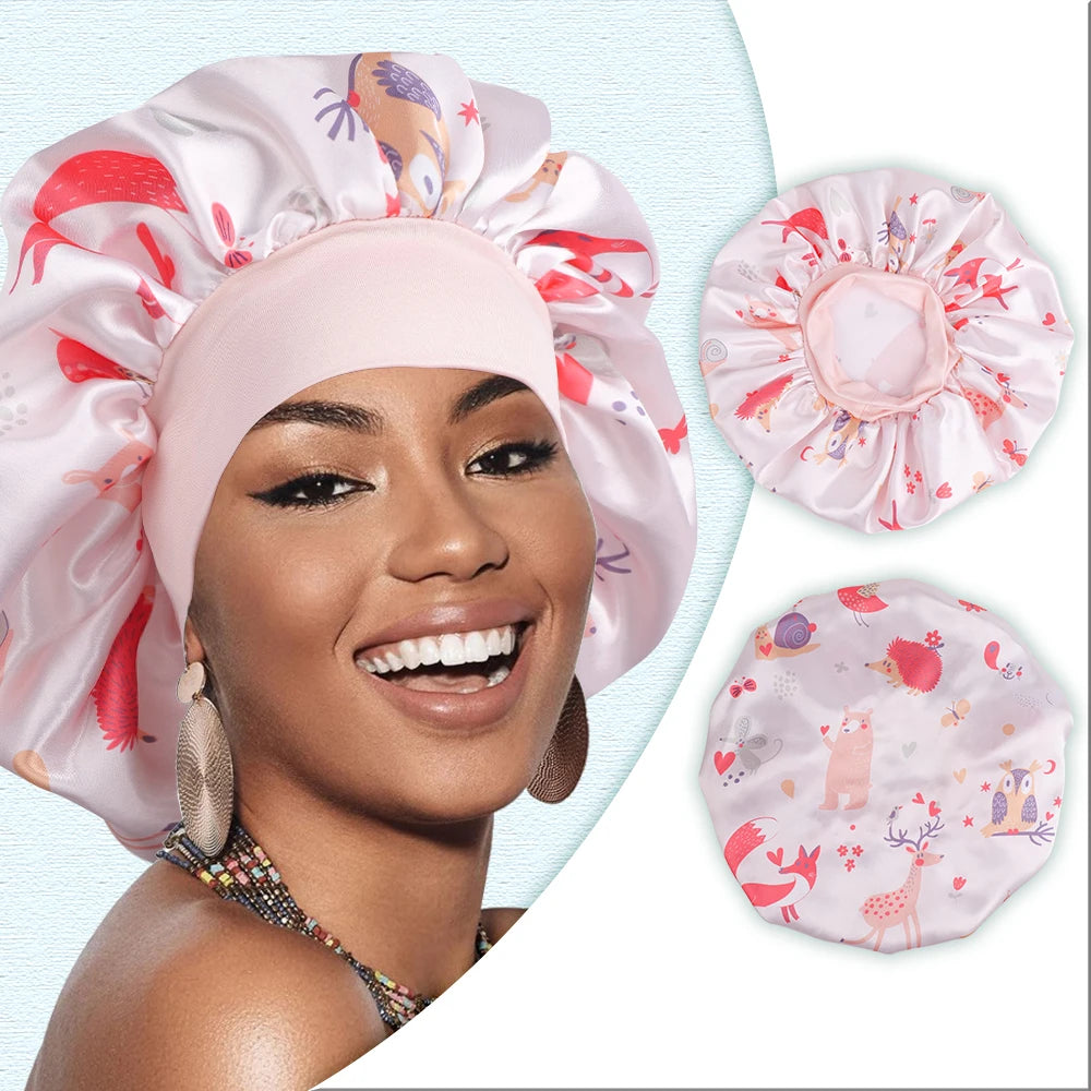 Atmungsaktive Schlafmütze mit Frucht und Tiermotiv für alle Haartypen