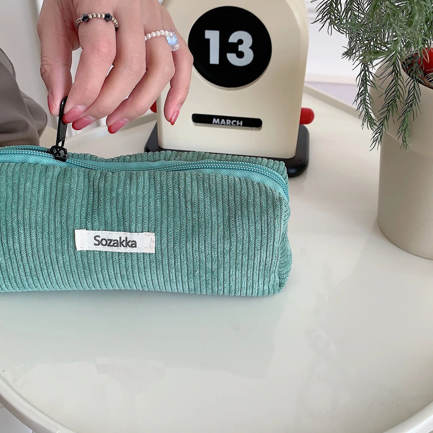 Retro Cord Kosmetik Federmäppchen Organizer Tasche für Reise und Alltag