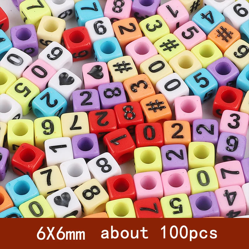 6x6mm Quadratische Acryl Alphabet Perlen für DIY Schmuck Basteln