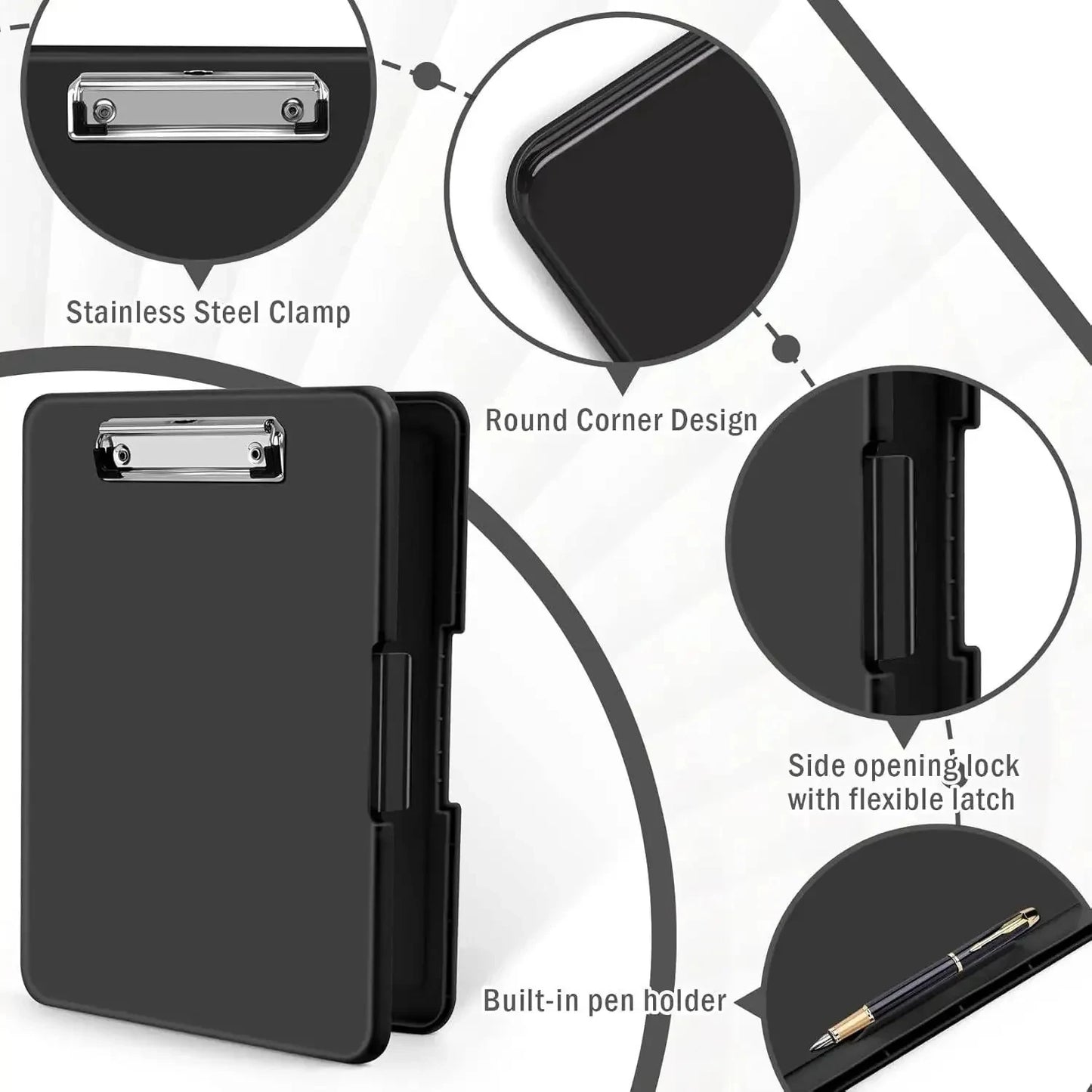 A4 Schreibtafel Clip Box aus Kunststoff mit Stiftschlitz und Faltfunktion